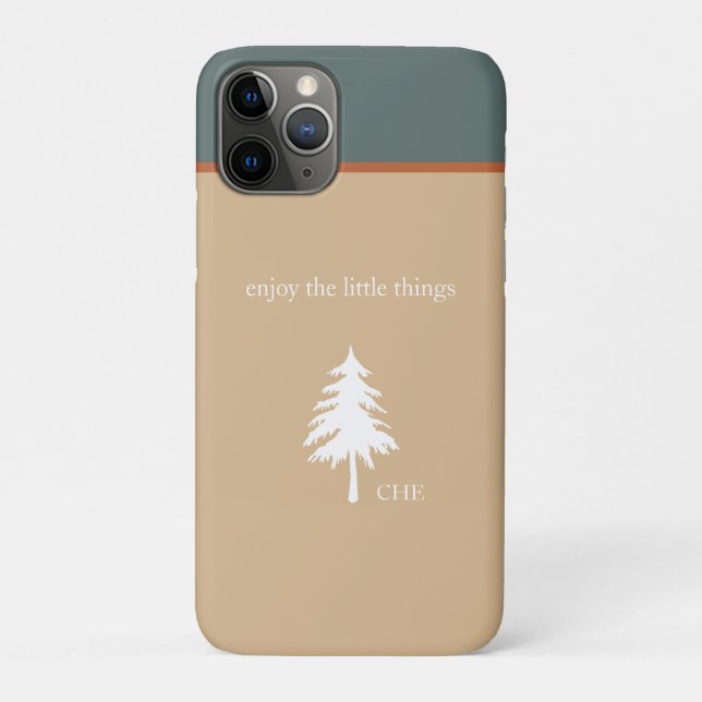 Modern Tan Green Enjoy the Little Things Monogram Case-Mate iPhone Case (Back)