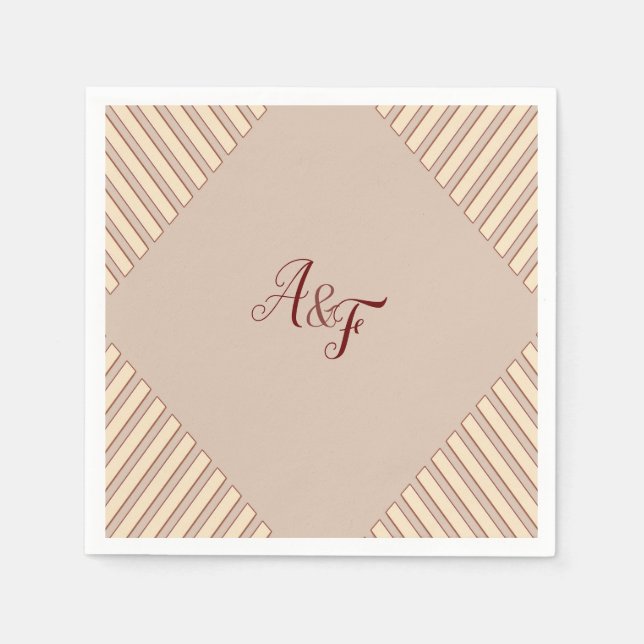 Modern Tan - Marsala-wine tone stripes Napkins (Front)