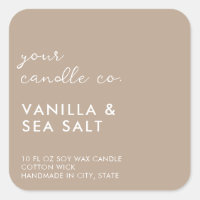 Modern Tan Minimalist Candle Label