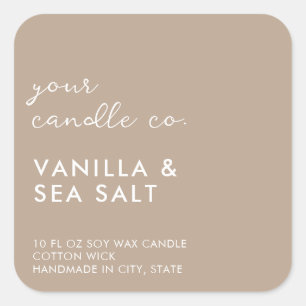 Modern Tan Minimalist Candle Label