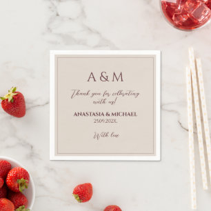 Modern tan minimalist wedding napkin