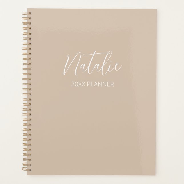 Modern Tan Personalised Planner (Front)