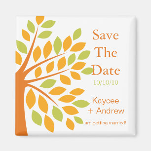 Modern Tangerine Tree Save The Date Magnet