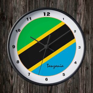 Modern Tanzania Flag, Tanzania Home / design Round Clock