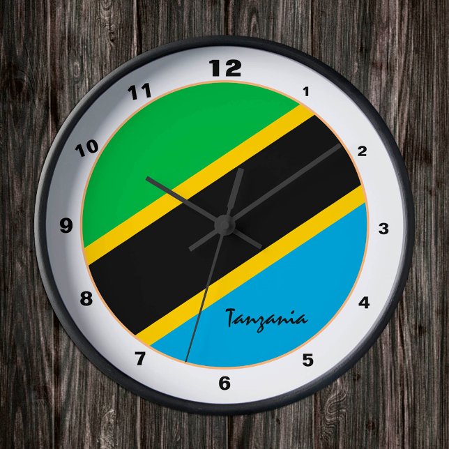 Modern Tanzania Flag, Tanzania Home / design Round Clock (Creator Uploaded)