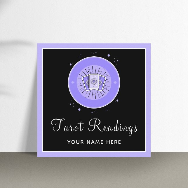 Modern Tarot Reading Fortune Teller Purple & Black Square Business Card (Creator Uploaded)