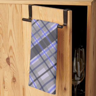 Modern Tartan Blue Camel Black Pattern Tea Towel