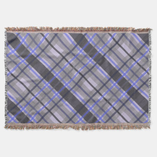 Modern Tartan Blue Camel Black Pattern Throw Blanket