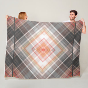 Modern Tartan Brawn Orange Tan Plaid Fleece Blanket