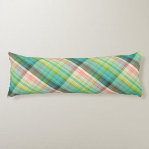 Modern Tartan Green Tan Plaid Pattern. Body Cushion