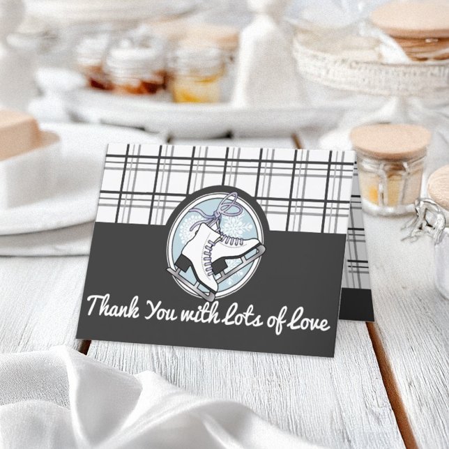 Modern Tartan Ice Skating Thank You Card (Creator Uploaded)