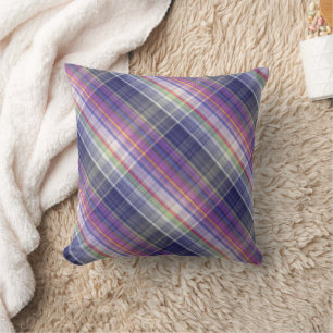 Modern Tartan Purple Tan Plaid Pattern. Cushion