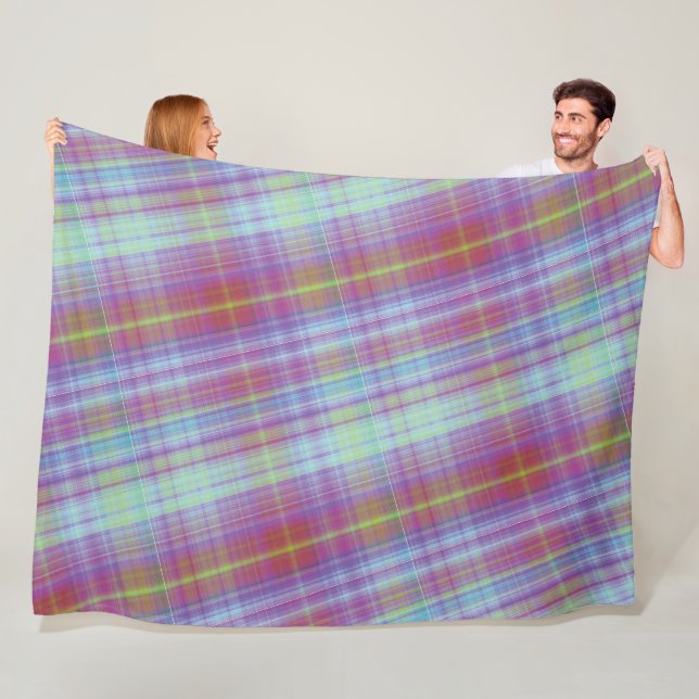 Modern Tartan Purple Tan Plaid Pattern. Fle Fleece Blanket (In Situ)