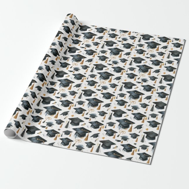 Modern  Tassel Graduation Congratulations hats  Wrapping Paper (Unrolled)