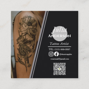 Modern Tattoo Artist Aftercare Square Business Car Card