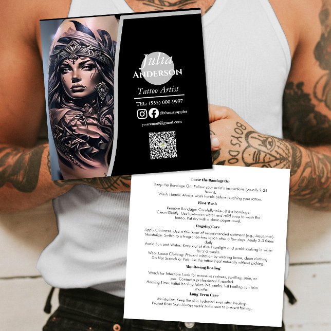 Modern tattoo Artist  Business aftercare Square Business Card (Creator Uploaded)