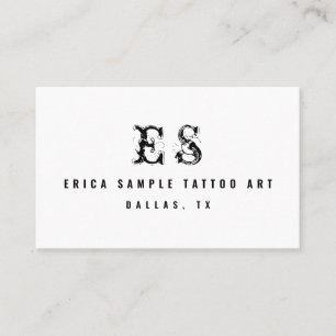 Modern Tattoo Artist Minimal Typography Monogram Business Card