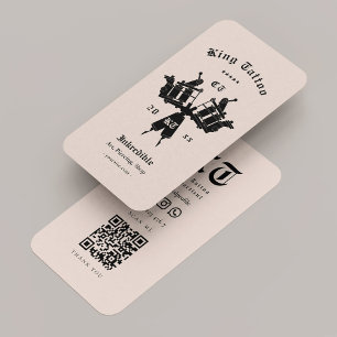 Modern Tattoo Artist Sand Monogram Business Card