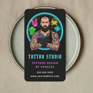 Modern Tattoo Artist Tattoo Shop Professional Dark Business Card