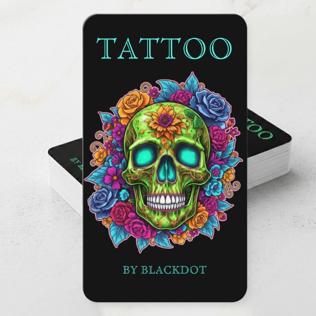 Modern Tattoo Artist Tattoo Shop Social Media Business Card (Creator Uploaded)
