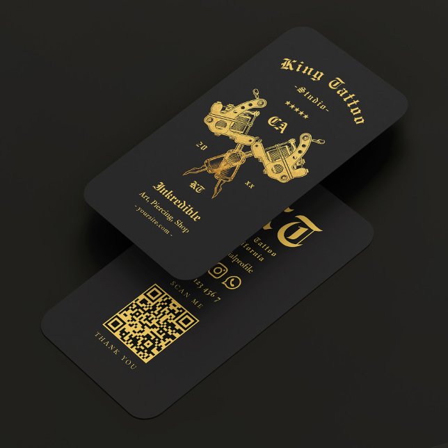 Modern Tattoo Artist Tattoo Studio Black Business Card (Modern Tattoo Artist Tattoo Studio Black Gold Business Card
)