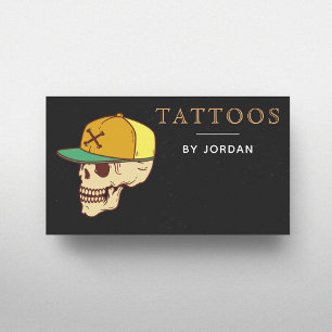 Modern Tattoo Master Artist Shop Funky Skull Bones Business Card