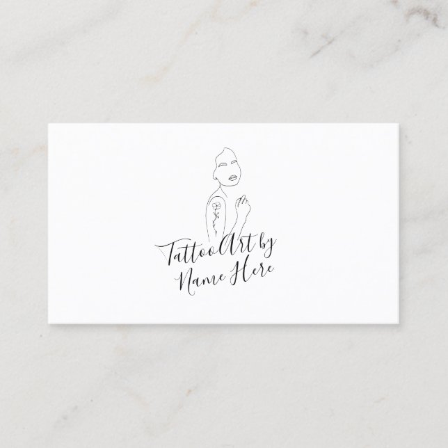 Modern Tattoo script typography Logo Business Card (Front)