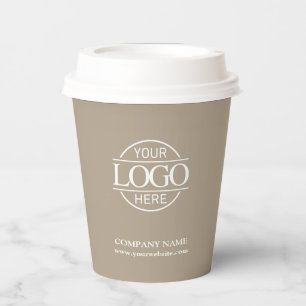 Modern Taupe Beige Corporate Company Business Logo Paper Cups