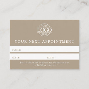 Modern Taupe Beige Professional Simple Reminder Appointment Card