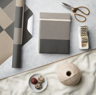 Modern Taupe & Charcoal Geometric  Wrapping Paper