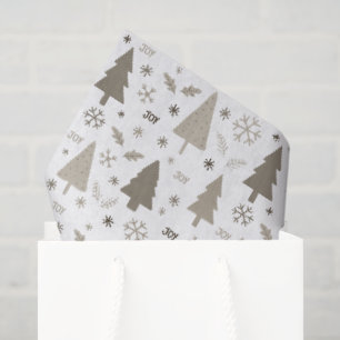 Modern Taupe Christmas Trees Pattern Holiday Tissue Paper
