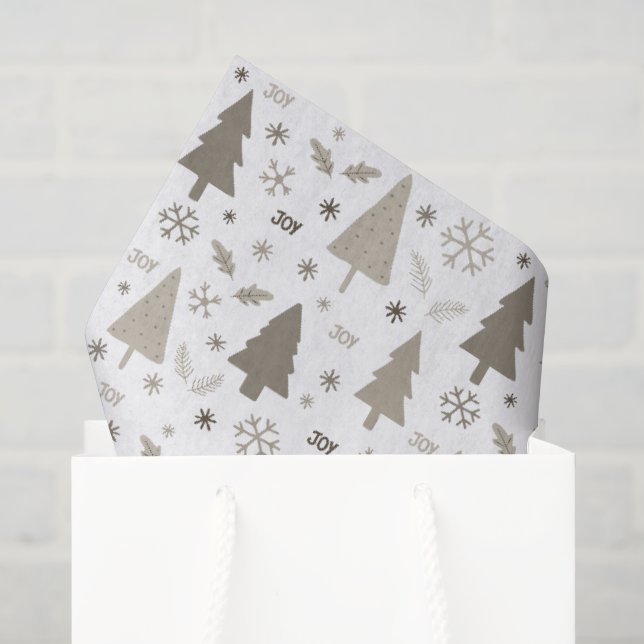 Modern Taupe Christmas Trees Pattern Holiday Tissue Paper (Gift Bag)