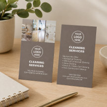 Modern Taupe Cleaning Services Photo Logo 