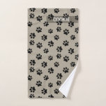 Modern Taupe Cute Paw Print Pattern Dog Towel<br><div class="desc">Why use a worn out cloth to clean your dog's paws after a muddy walk? He will just be as happy to have a pretty, personalised towel (and nobody will ever steal it again to clean up the kitchen floor)! Cute paw prints pattern with name to personalise. Main colours of...</div>