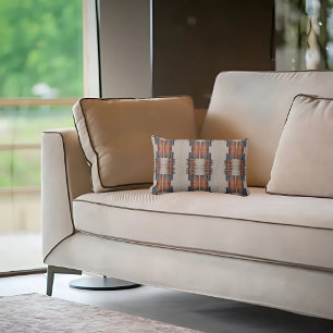 Modern Taupe Denim and Rust  Lumbar Cushion