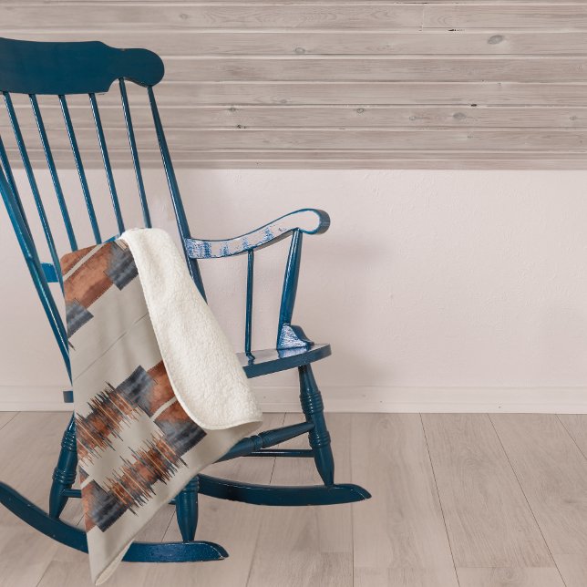 Modern Taupe Denim and Rust Sherpa Blanket (Creator Uploaded)