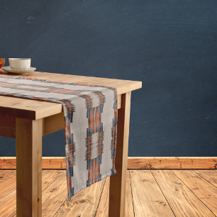 Modern Taupe Denim and Rust  Short Table Runner