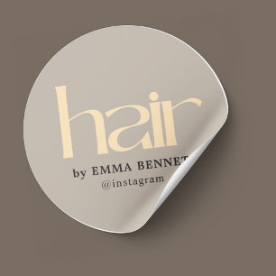 Modern Taupe Golden Yellow Beauty Salon Classic Round Sticker