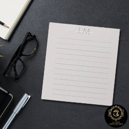 Modern Taupe Gray Monogram Stationery Notepad