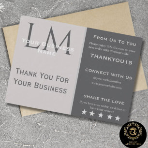 Modern Taupe Grey Business Branding Thank You Enclosure Card