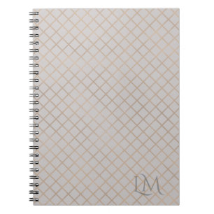 Modern Taupe Grey Gold Monogram Business Branding Notebook