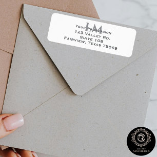 Modern Taupe Grey Monogram Branding Address 