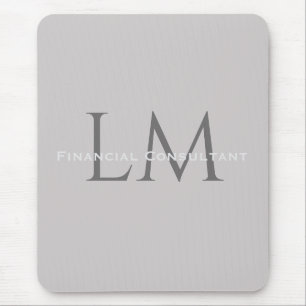 Modern Taupe Grey Monogram Workspace Accent Mouse Pad