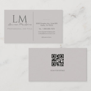 Modern Taupe Grey QR Code Business Branding Card