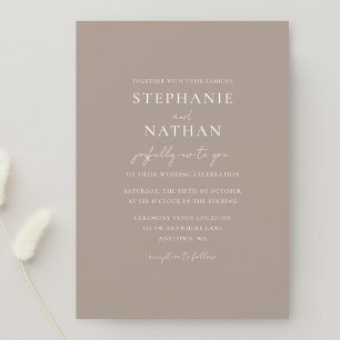 Modern Taupe Minimalist Wedding Invitation