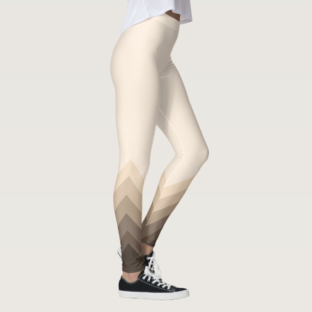 Modern Taupe Ombre Chevrons Leggings (Right)