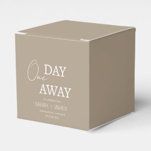 Modern Taupe One Day Away Rehearsal Dinner Party Favour Box