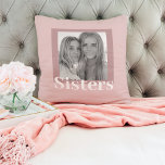 Modern Taupe & Pink | Photo | Sisters Gift Cushion<br><div class="desc">Modern Taupe & Pink | Photo | Sisters Gift</div>