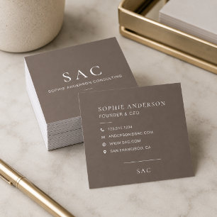 Modern Taupe Professional Consultant Square Business Card