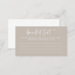 Modern Taupe Script Wedding Bucket List Advice Card<br><div class="desc">Modern Taupe Script Wedding Bucket List Advice Card</div>